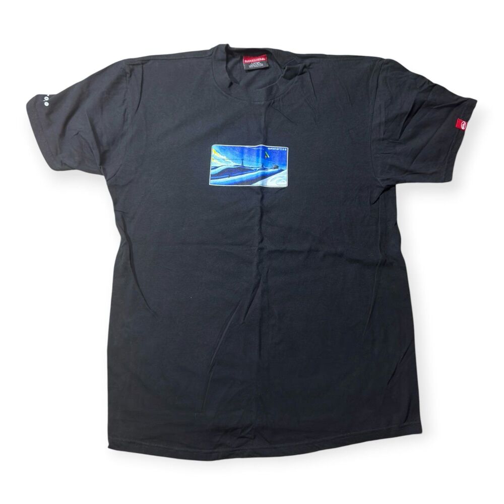 Quiksilver Snowboard T-Shirt Size Large Black Shirt 100% Cotton Skater VTG Rare